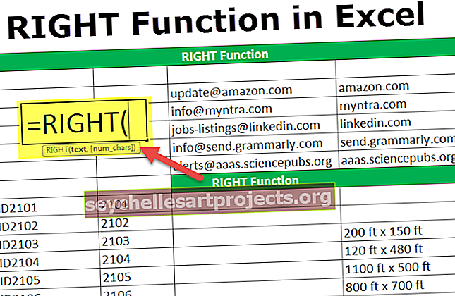 RIGHT funkcija Excel