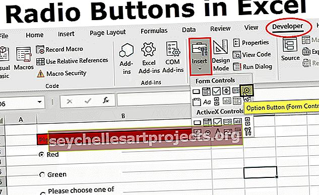 Κουμπί ραδιοφώνου στο Excel (κουμπί επιλογών)