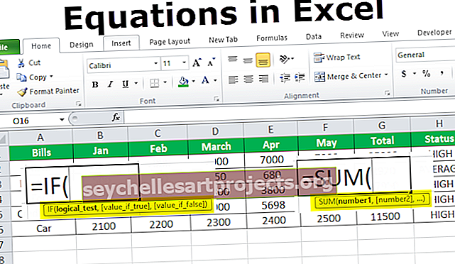 Vienādojumi programmā Excel