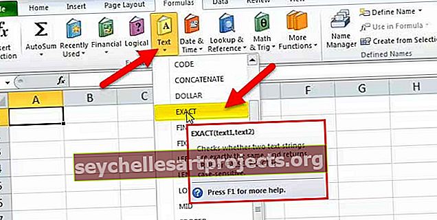 „Excel“ TIKSLI funkcija