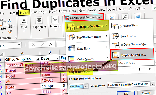 Etsi kopiot Excelistä