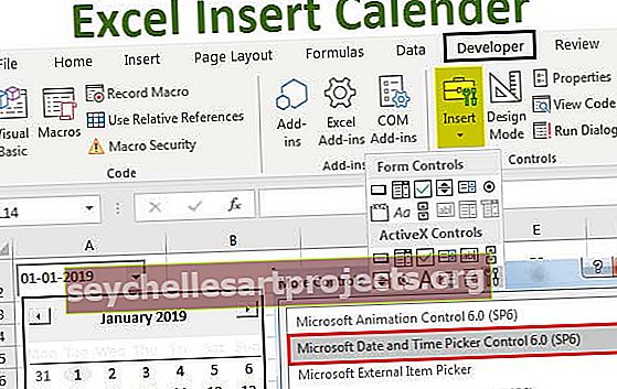 Ievietojiet kalendāru programmā Excel