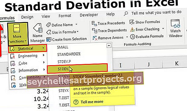 Standardní odchylka v aplikaci Excel