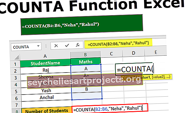 COUNTA Exceli funktsioon