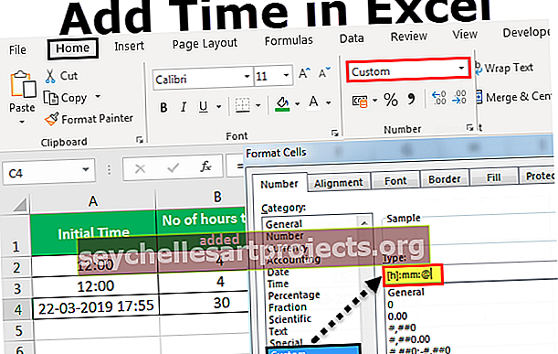 Pievienojiet laiku programmā Excel