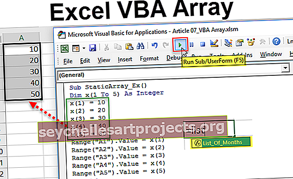 VBA-matriisitoiminto Excelissä
