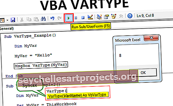 Λειτουργία VBA VARTYPE
